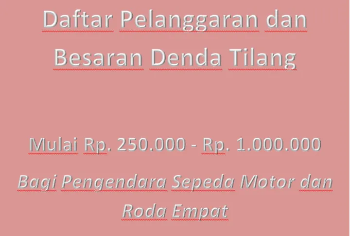 Denda Tilang Terbaru: Sepeda Motor, Mobil & Pelanggaran Umum