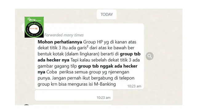Hoaks! Tiga Titik WhatsApp Bukan Ancaman M-Banking Anda