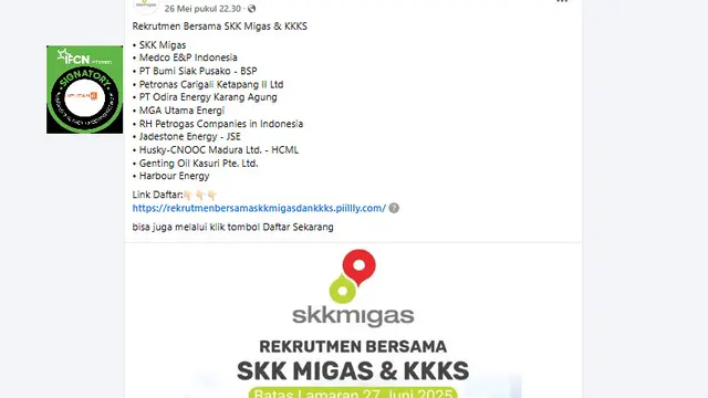 Rekrutmen Bersama SKK Migas 2025: Hati-hati Hoax! Cek Faktanya